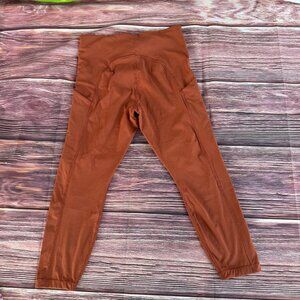 Athleta Capri Stash Pocket 7/8 Tight Leggings size MP Rustic Orange